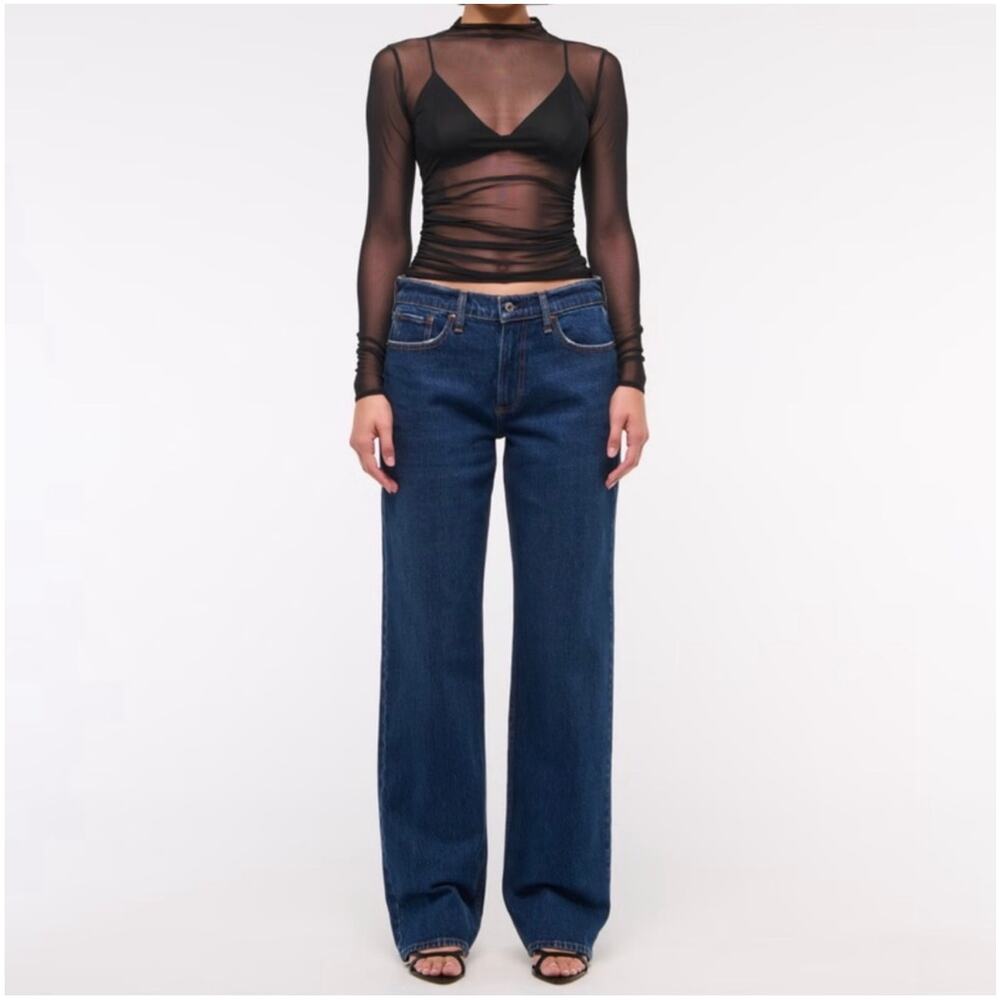 Abercrombie Jeans Womens 26 Blue Low Rise Baggy Dark Wash Cotton 5 Pocket 90s